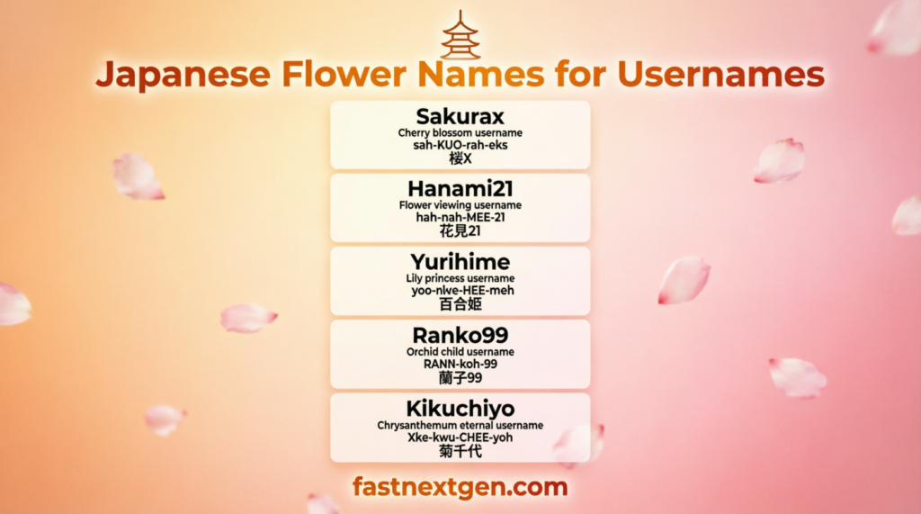 Japanese Flower Names for Usernames