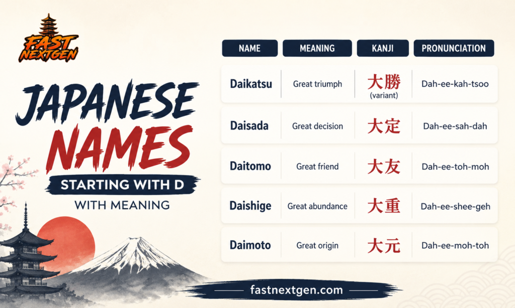 Japanese Names Starting With D With Meaning