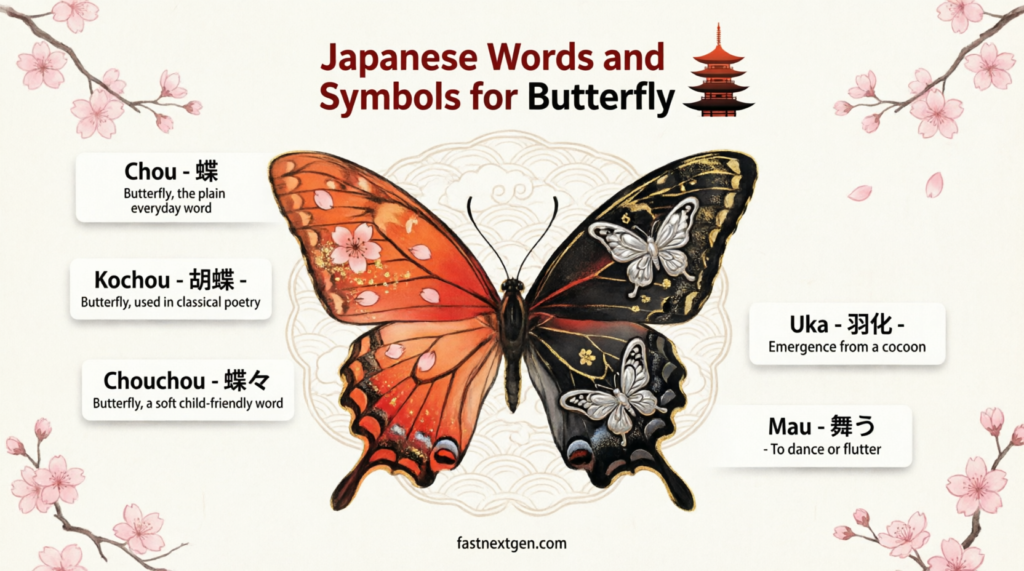 Japanese Words and Symbols for Butterfly