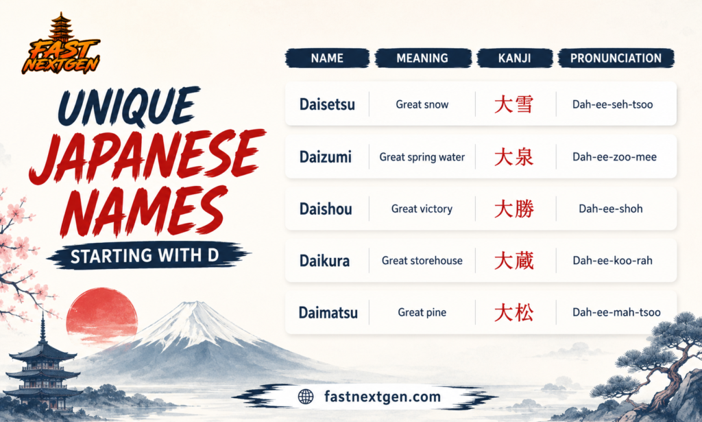Unique Japanese Names Starting With D