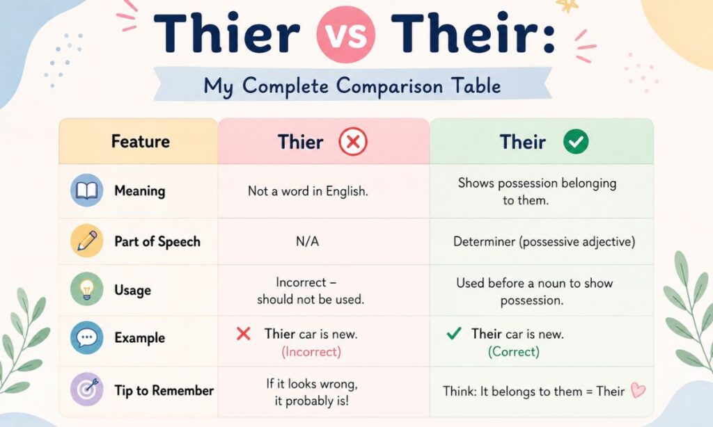 Thier vs Their My Complete Comparison Table